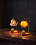 Orb and Flower candle warmer lamp duo, side by side
