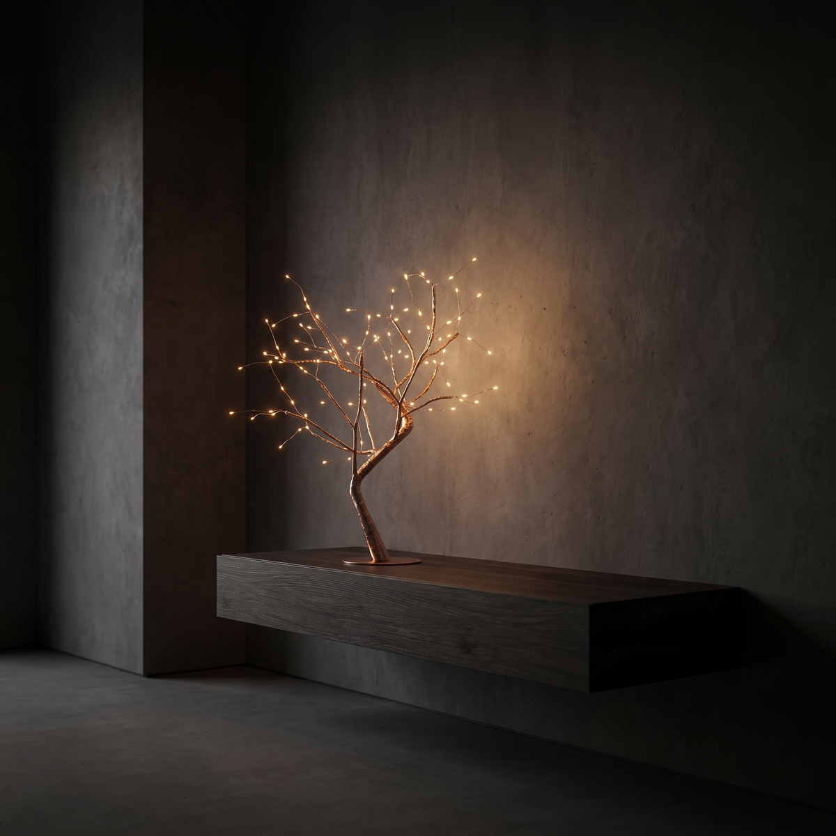 Bramble table lamp, styled on a shelf