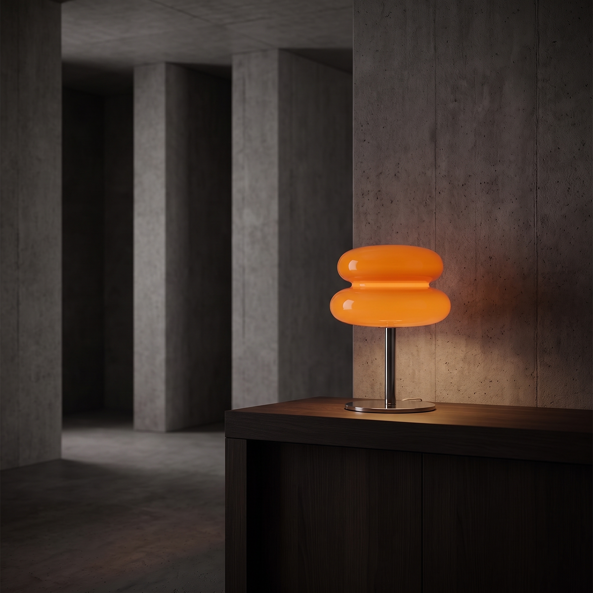 Erna table lamp, styled on a console