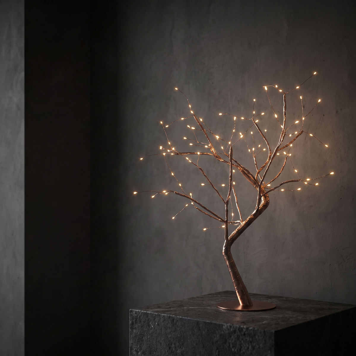 Bramble table lamp, alternate angle on a plinth