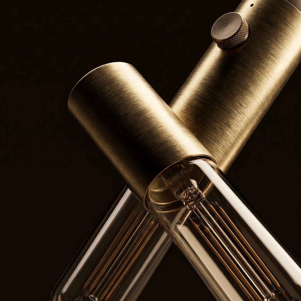 Triad table lamp, detail close-up of one light