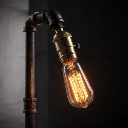 Forge table lamp, detail close-up