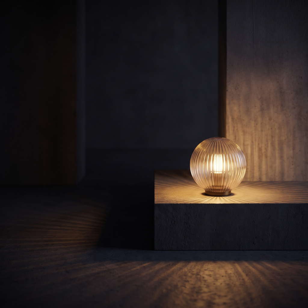 Marée table lamp, alternate angle on a plinth
