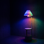 Lumen floor lamp, color-changing glow at night