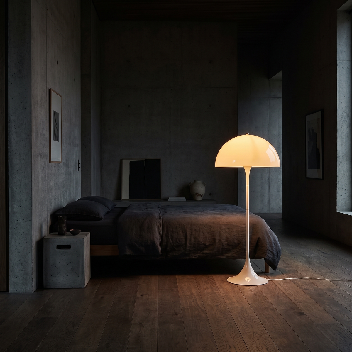 Nimbus floor lamp, styled at the bedside
