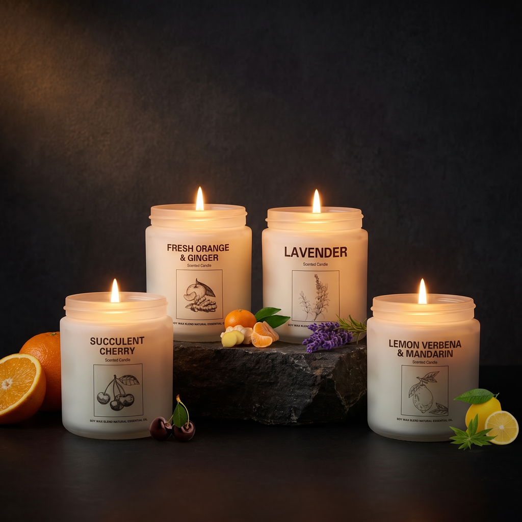 Linden candle set, editorial hero shot