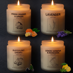 Linden candle set, overhead flat-lay variation
