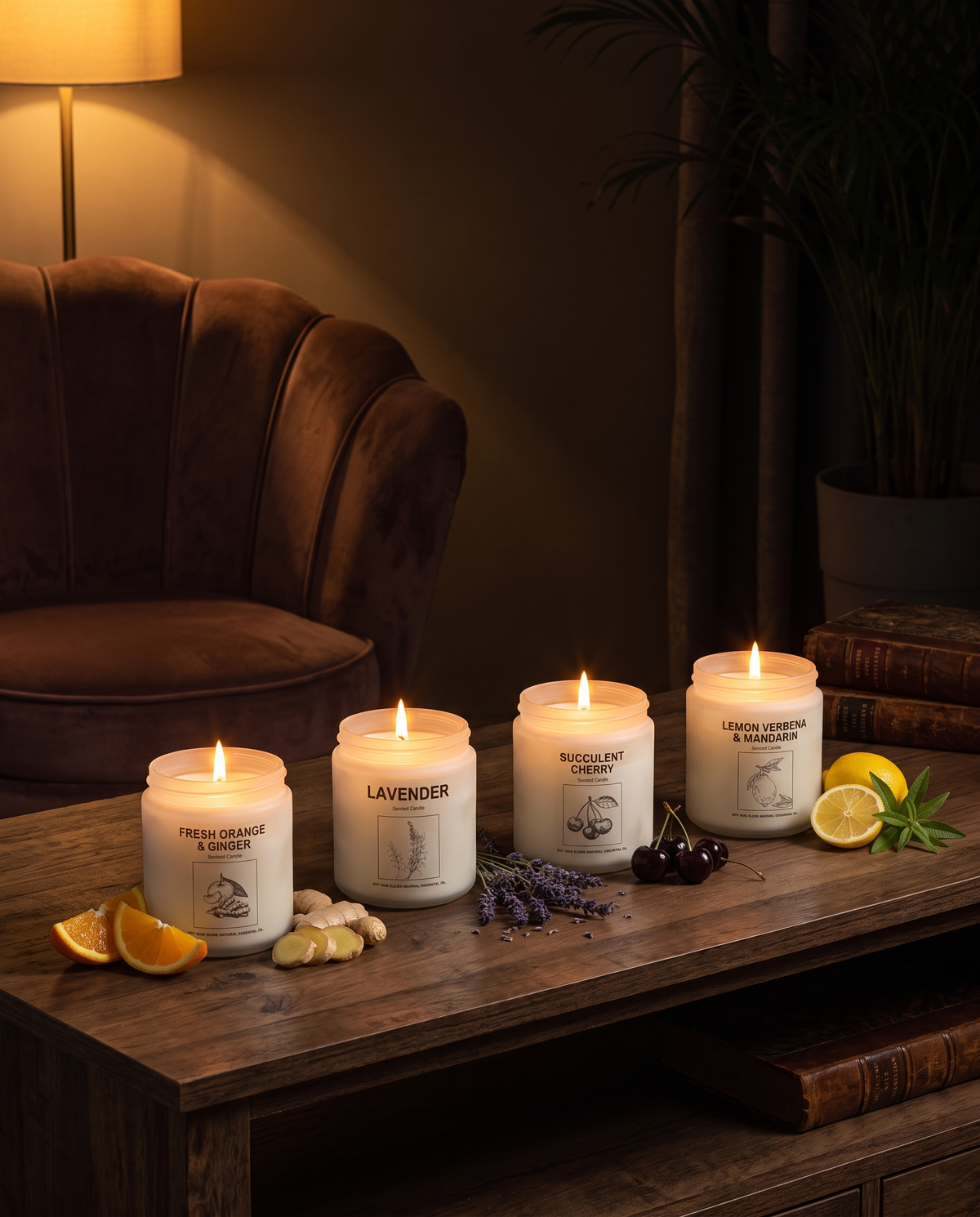 Linden candle set, living room lifestyle