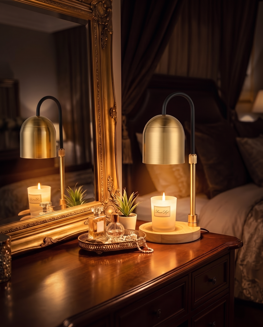 The Vanity, lit at dusk